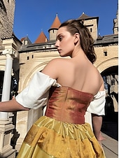 ieftine Rochie-Medieval Renascentist Rochii Rochii de bal Rochie Lungă Viching Cavaler celtic Costume de fancy Pentru femei Regal Halloween Carnaval Mascaradă Performanță LARP Ren Faire Adulți Rochie