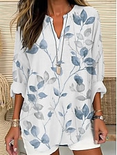 olcso Virágmintás felsők-Női Blúz Tunika V Nyak Hosszú Ujjú Boho Lazac Tops Virágos Grafika Vintage Napi Romantikus Normál Tops Napi Viselés Nyomtatás Fekete Kék Lila Narancs Világosszürke