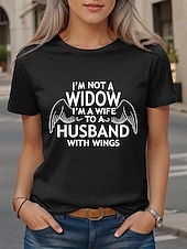 abordables T-shirt Humor &amp; Citations-Femmes T-shirt Graphique Lettre ancien Élégant Classique Manche Courte Col ras du cou Col rond Hauts Réguliers Quotidien Imprimé Noir Violet Marron Vert Été Wife Husband