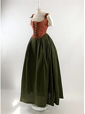 levne Šaty-Středověké Renesanční Šaty Plesové šaty Dámské šaty Pokojská Viking Maškarní kostým Dámské Královský předvečer Všech svatých Karneval Plesová maškaráda Výkon LARP Ren Faire Dospělé Šaty