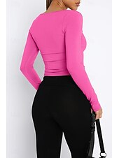 ieftine tricou simplu-Pentru femei Bluză Simplu Modern Manșon Lung Pătrat Crop Tops Zilnic Concediu Ieșire Negru Alb Verde Militar Roșu-aprins Albastru piscină Vară