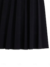 abordables Robes en dentelle blanche-Femmes Robe Midi Robe trapèze Robe Plissée Fête cocktail Robes semi-formelles Soirée Coupe régulière Couleur Unie manche longue Col montant Noir Blanche Rose Claire Été Printemps