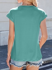 abordables T-shirt uni-T-shirt femme couleur unie plain mode élégant classique manches courtes col rond hauts réguliers quotidien week-end blanc rose bleu vert été
