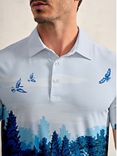 halpa Miesten golfvaatteet-Miesten Poolopaita Sininen Lyhythihainen Topit Golfasut Vaatteet Asut Wear Apparel
