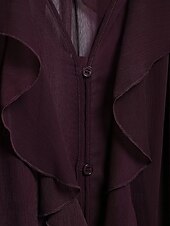 abordables Hauts sexy pour femmes-Femmes Chemise Chemisier Uni Élégant Moderne manche longue Col en V Hauts Réguliers Fête Sortir Superposé Vin Été