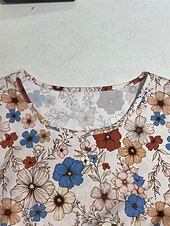 abordables Robes fleuries élégantes-Femmes Mini Robe Robe Décontractée Robe Fleurie Robe d&#039;été Élégant Mode Manches Bouffantes Extérieur Fête Date Coupe régulière Fleur Sans manches Col ras du cou Abricot Été Printemps