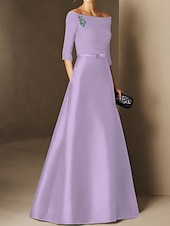 abordables BLEU-Robe de soirée A-Line élégante robe de fiançailles formelle soirée longueur sol manches demi épaule dénudée invité de mariage en chiffon avec fronces