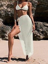 billiga Bikiniset i 3 delar-Dam Badkläder Bikini Tre delar Baddräkt Öppen rygg Tropisk Standkläder Slät U-hals Ärmlös Baddräkter