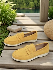 abordables Chaussures sans lacet et mocassins femme-Mocassins en simili-daim pour femme – style classique et polyvalent pour les promenades au bord du lac, les journées décontractées au bureau et les sorties du week-end