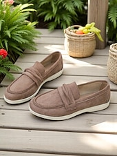 abordables Chaussures sans lacet et mocassins femme-Mocassins en simili-daim pour femme – style classique et polyvalent pour les promenades au bord du lac, les journées décontractées au bureau et les sorties du week-end