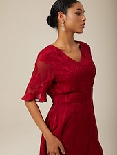 cheap Cocktail Dress-Women&#039;s Maxi Dress Cocktail Dress Wedding Guest Dress Semi Formal Dress A Line Dress Elegant Work Birthday Flutter Sleeve Wedding Guest Cocktail Party Formal Evening Regular Fit Solid Color Plain