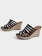 preiswerte Urlaubsandalen-Damen-Keilsandalen mit Plateau und Riemchen in Regenbogen-Metallic, perfekt für Strandpartys und Sommerferien