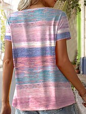 tanie koszulka sztuka i design-Damskie Podkoszulek Ombre Graficzny W Tureckie Wzory Zabytkowe Elegancki Codzienny Krótki rękaw Półgolf Zwykłe topy Codzienny Weekend Stroje plażowe Nadruk Rumiany róż Niebieski Zielony Lato Wiosna