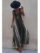halpa Boho-mekot-Naisten Midimekko Coctail-asu Kukka mekko Boho-mekko Muoti Moderni Loma Teekutsut Bile Normaali Kukka Hihaton V kaula-aukko Musta Viini Sininen Tumman vihreä Kesä