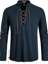 levne Topy-Retro Středověké Renesanční Tričko Pirát Viking Ranger Pevná barva Maškarní kostým Pánské Viking Pirát předvečer Všech svatých Karneval Plesová maškaráda Dovolená Párty LARP Dospělé Tričko Léto Jaro