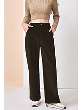 economico Pantaloni in lino e cotone semplici-Per donna Pantaloni in cotone e lino Moda Lunghezza intera Naturale Semplice Tasca Comodo All&#039;aperto Confortevole All&#039;aperto Uscire Nero Blu Caffè Ciano Estate Vestibilità regolare