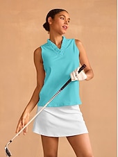 cheap Polos &amp; Quarterzips-Women&#039;s Golf Polo Shirt Baby blue Lake blue Black Sleeveless Top Ladies Golf Attire Clothes Outfits Wear Apparel