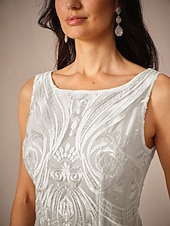 preiswerte abendkleider-Damen Teelänge Kleid-Set Überwurf Elegant Party Hochzeitsgast Cocktailparty Lässiger Schnitt Halbarm Rundhalsausschnitt Weiß Sommer