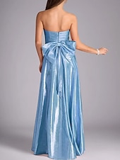 levne Plesové šaty-A-Line plesové šaty elegantní šaty formální večerní party délka po zem bez rukávů off shoulder polyester s mašlí nařasené s rozparkem
