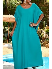 abordables Robes de plage-Femmes Maillots de Bain Vêtement couvrant Maillot de bain Tropical Tenues de plage Uni Fil en V Manches courtes Maillots de bain