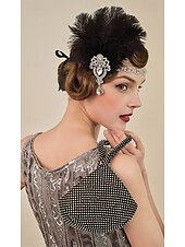 olcso Kiegészítők és még sok más-A nagy Gatsby Flapper fejpánt Gyöngyös karkötő Fülbevaló A nagy Gatsby Toll Retro Csillogó glitter Női Farsang Valentin nap Álarcos mulatság Party estélyi viselet Álarcos mulatság Fesztivál Felnőttek