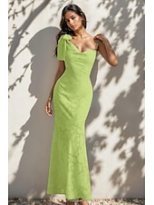 baratos AZUL-Vestido de noite estilo celebridade, sereia/trompete azul, renda floral queimada, comprimento até o chão, sem mangas, decote coração com laço(s), 2025