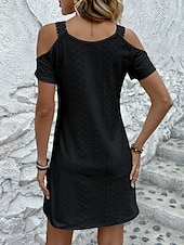 preiswerte Einfaches Kleid-Damen Mini Kleid Sommerkleid Einfarbig Slip Kleid Lässig Täglich Reguläre Passform Grafik Kurzarm Träger Schwarz Weiß Pink Navy Blau Sommer