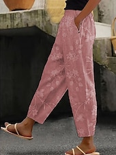 ieftine Pantaloni-Pentru femei Pantaloni Confortabili Casual / Sport Lungime totală Natural Inelastic Purtare Zilnică Casul / Zilnic Galben Verde Deschis Roz Albastru celest Primăvară, toamnă, iarnă, vară Fit regulat