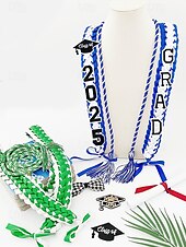 cheap Women&#039;s Scarves-Class of 2025 Graduation Honor Cord 2-Piece Set – Braided purple, gold and black graduation cape with tassel and cap design for high school and college seniors
