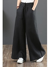 cheap Plain Cotton Linen Pant-Women&#039;s Cotton Linen Shorts Linen-Inspired Pants Cotton Linen Pants Fashion Streetwear Full Length Natural Plain Pocket Elastic Drawstring Design Comfy Comfortable Street Going out Apricot Jacinth
