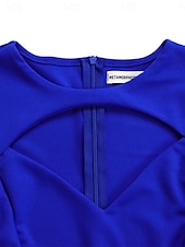 billiga Vita klänningar-Dam Midiklänning Sheath Dress party cocktail Semiformella klänningar Fest Normal Slät Kortärmad Rund hals Vit Rubinrött Kungsblå Sommar