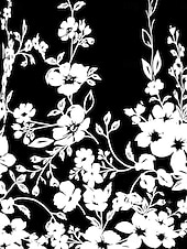 cheap Floral Dress-Women&#039;s Midi Dress A Line Dress Pleated Dress Work Dresses Vacation Casual Going out Regular Fit Floral Graphic Short Sleeve U Neck Black Summer