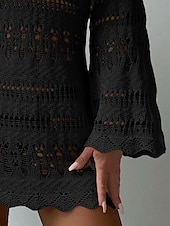 preiswerte Strandkleider-Damen Badeanzüge Cover-Up Badekleid Badeanzug Cut-Out Urlaub Strandmode Einfarbig Rundhals Langarm Badeanzüge