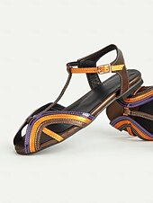 olcso 1950-es évek-női colorblock t-pántos lapos szandál – az 1950-es évek ihlette retro stílusú cipők nyári alkalmi, utazási és mindennapi viselethez