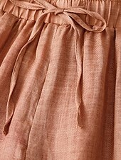baratos Calça de linho de algodão simples-Mulheres Calças de linho de algodão Calças Roupa de rua Casual Comprimento total Natural Flor Estampado Design de cordão elástico Confortável Exterior Rua Final de semana Laranja Avermelhado Cinzento