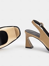 levne Šaty sandály-dámské béžové podpatky na podpatku z umělé kůže – elegantní minimalistické sandály na neformální schůzky a letní výlety