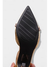 economico Pumps Classici-Scarpe con tacco a spillo a punta metallizzata color oro da donna – scarpe da ballo con doppio cinturino per feste tra ragazze e glamour serale