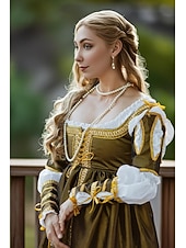 preiswerte Kleid-Mittelalterlich Renaissance Kleid Abschlussballkleider Abendkleid Wikinger Keltischer Ritter Kostüm Damen königlich Halloween Karneval Maskerade Leistung LARP Renaissance-Messe Erwachsene Kleid