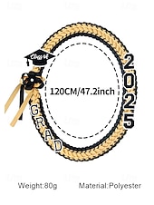 abordables Bufandas de mujer-Corona de graduación de la clase de 2025: collar de cinta trenzada con letras de graduación y dije de sombrero, regalo de recuerdo hecho a mano para la ceremonia de graduación de la escuela secundaria y la universidad.