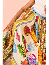 preiswerte Grafische Röcke-Damen Rock Lässig Boho Maxi Mittlere Hüfthöhe Röcke Blumen Druck Asymmetrischer Saum Mikroelastisch Straße Ausgehen Grün Sommer Polyester