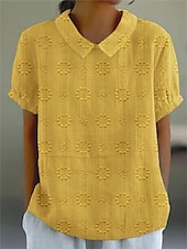 abordables Chemises-Femmes Chemise Fleuri Élégant Moderne Manche Courte Col de chemise Hauts Réguliers Quotidien Fête Imprimé Blanche Jaune Rose Claire Rouge Bleu Été