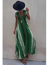 halpa Boho-mekot-Naisten Midimekko Coctail-asu Kukka mekko Boho-mekko Muoti Moderni Loma Teekutsut Bile Normaali Kukka Hihaton V kaula-aukko Musta Viini Sininen Tumman vihreä Kesä