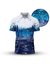 halpa Miesten golfvaatteet-Miesten Poolopaita Sininen Lyhythihainen Topit Golfasut Vaatteet Asut Wear Apparel