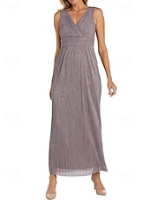 economico Con giacca-Abito da sposa in chiffon glitterato a due pezzi, modello A, elegante, semplice e minimalista, con scollo a V, lunghezza al pavimento, senza maniche, mezza manica, con giacca 2025