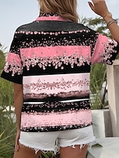 preiswerte Damen Kunst- und Design-Oberteile-Damenhemd Langarm Bluse Knopfdown Grafik Geometrisch Täglich Lässig Kurzarm Hemdkragen Reguläre Oberteile Täglich Pink Blau Grün Sommer Frühling