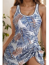 abordables Robes de bain-Femmes Maillots de Bain Une Pièce Maillot de bain Froncé Tropical Tenues de plage Fleur Col rond Sans manches Maillots de bain