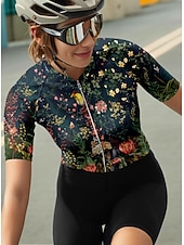 ieftine Tricouri pentru femei-Pentru femei Jersey de ciclism Manșon scurt Bicicletă Jerseu Topuri cu 3 buzunare spate Cremă Cu Protecție Solară Rezistent la UV Respirabil Uscare rapidă Verde Închis Sport Îmbrăcăminte