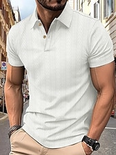 cheap Men&#039;s Classic Polo-Men&#039;s Golf Shirt Golf Polos Shirts Work Casual Lapel Short Sleeve Basic Modern Stripes Patchwork Buttons Summer Regular Fit Depression Green Black White Burgundy Deep Blue Khaki Golf Shirt