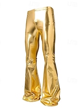 abordables pantalons décontractés-Homme Pantalon Disco Pantalons Évasés Pantalons Pantalon décontracté Boutons Avec Poches Uni Confort Soirée Scène Lumières Disco Mode Occasionnel Dorée Micro-Élastique