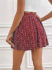 abordables Jupes graphiques-Jupe courte pour femmes culottes slim mode décontractée mini jupes taille haute graphique pois micro-élastique quotidien noir rouge bleu marine été polyester